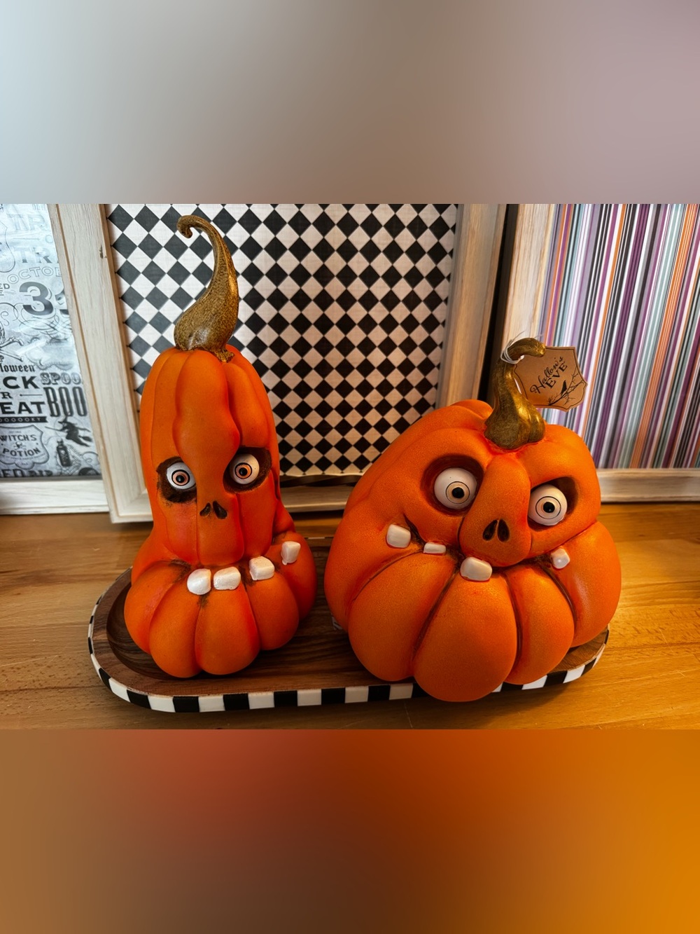 NEW Hallow’s Eve Halloween Funny Faces Pumpkin Set of 2